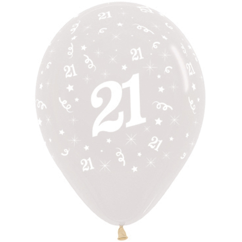 21st Birthday Clear Latex Balloons 6 Pack