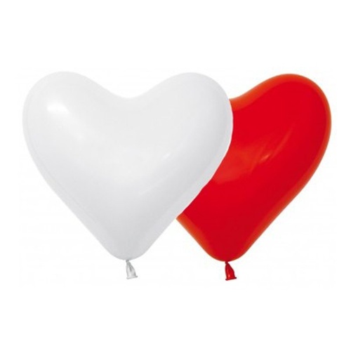 Valentine's Day Red & White Heart Shaped Latex Balloons 12 Pack