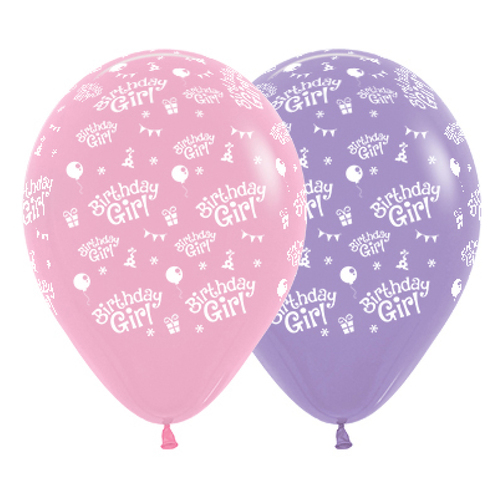 Birthday Girl Fashion Pink & Lilac Latex Balloons 6 Pack