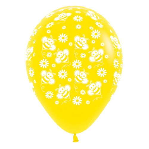 Baby Shower Bees & Flowers Yellow Latex Balloons 6 Pack