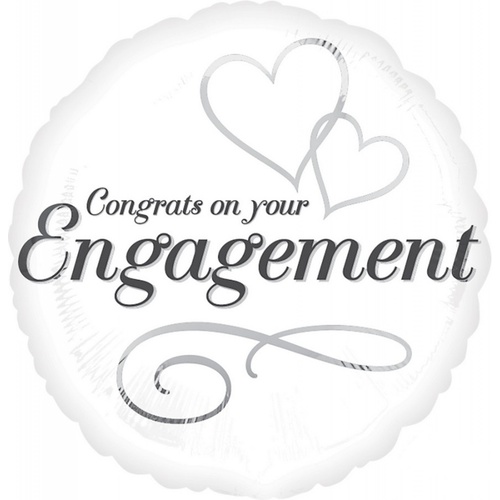 Two Hearts Engagement White & Black Round Foil Balloon 