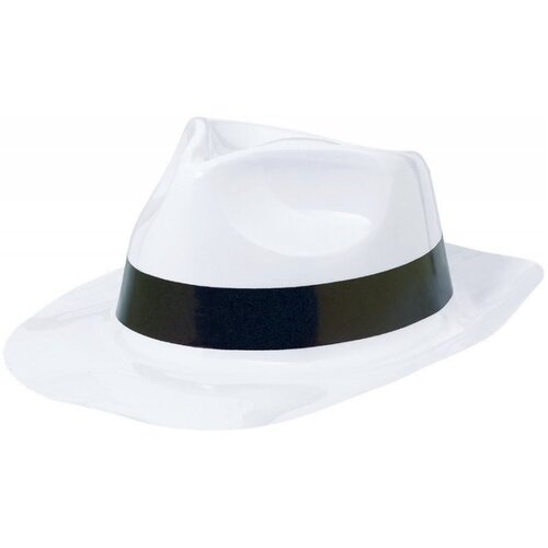 Classic 50's Fedora Hat White with Black Band x1
