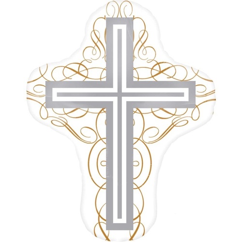 Elegant Religious Cross SuperShape Foil Balloon