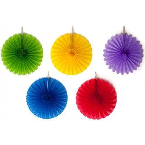 Rainbow Mini Fan Decorations 5 Pack