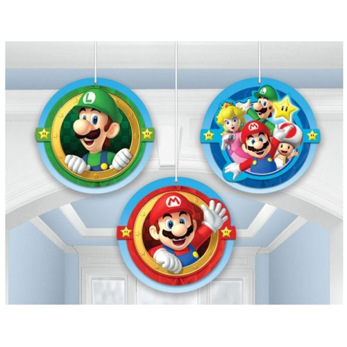 Super Mario Brothers Hanging Honeycomb Decorations 3 Pack