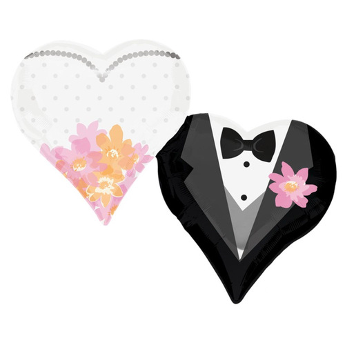 Wedding Couple Hearts SuperShape Foil Balloon