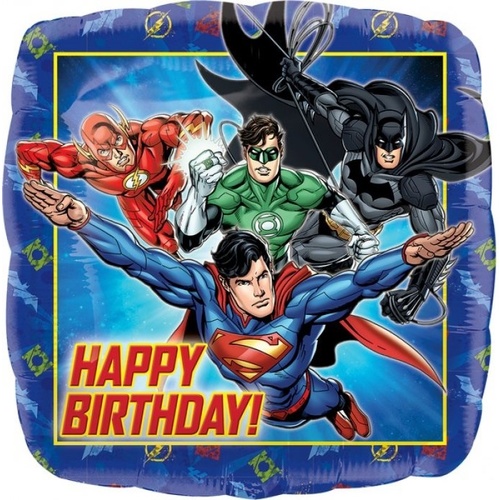 Justice League Happy Birthday Square Foil Balloon