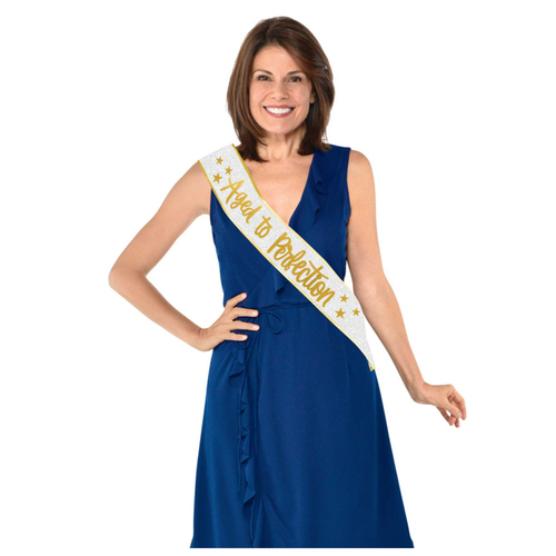 Over The Hill Birthday Age To Perfection Sash x1