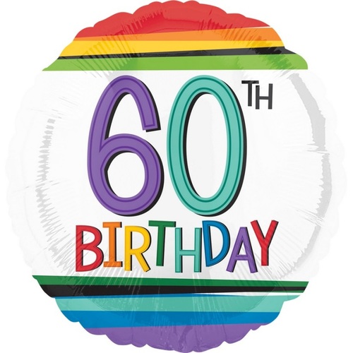 60th Birthday Rainbow Foil Balloon