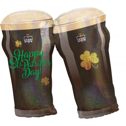 Happy St Patrick's Day Beer Glasses SuperShape Foil Balloon