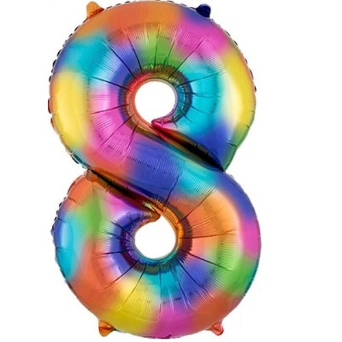 Rainbow Splash SuperShape Foil Balloon Number 8