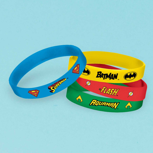 Justice League Heroes Unite Rubber Bracelet Loot Party Favours 4 Pack 