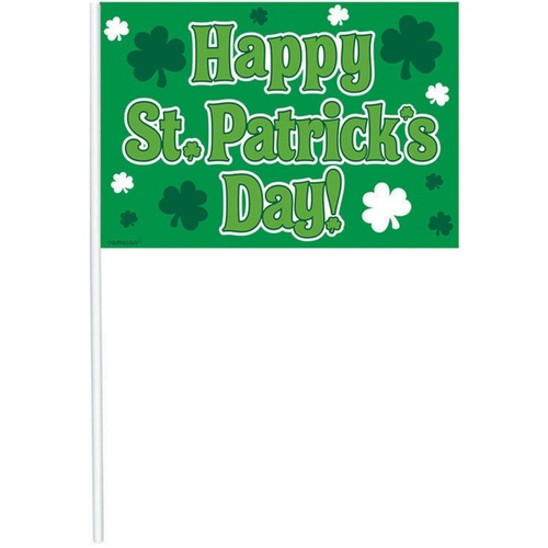 Happy St Patrick's Day Plastic Flags 12 Pack