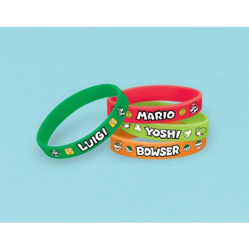 Super Mario Brothers Rubber Bracelets 6 Pack
