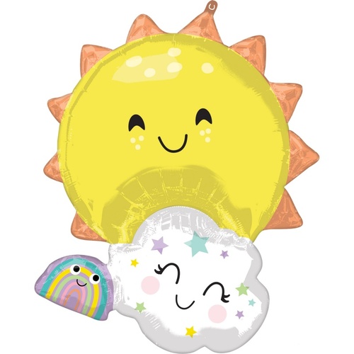 Family Sun, Cloud & Rainbow SuperShape XL Foil Balloon