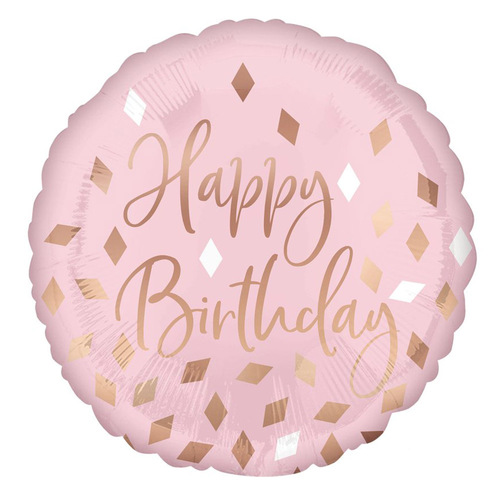 Blush Pink Happy Birthday Round Foil Balloon
