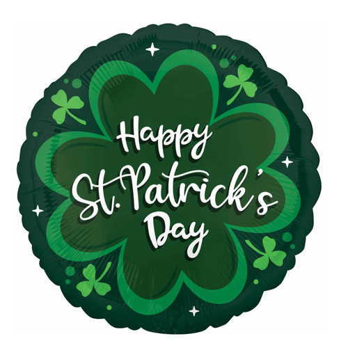 St Patrick's Day 4 Leaf Clover Round Foil Balloon