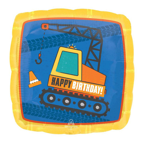 Construction Happy Birthday Foil Balloon