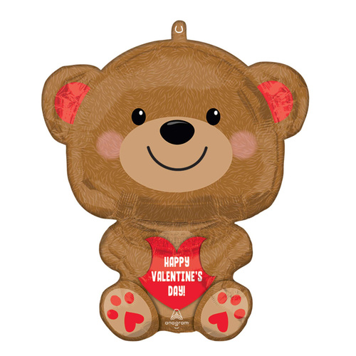 Happy Valentine's Day Cuddly Bear Foil Balloon