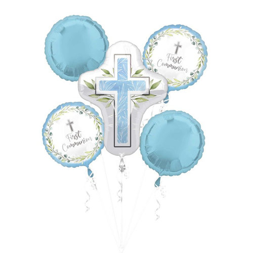 My First Communion Blue Foil Balloon Bouquet 