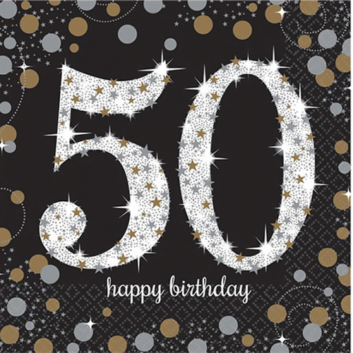 50th Birthday Sparkling Celebration Lunch Napkins 16 Pack