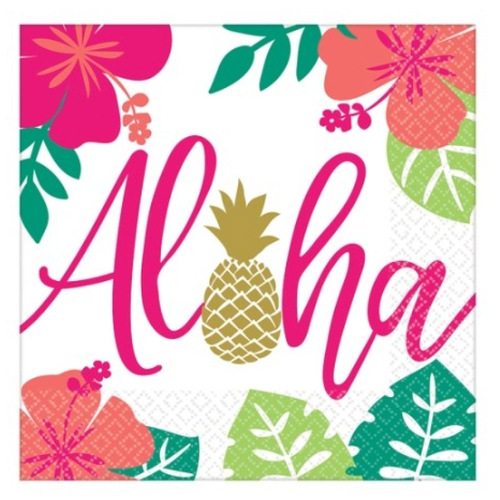 Hawaiian Luau Aloha Lunch Napkins 16 Pack