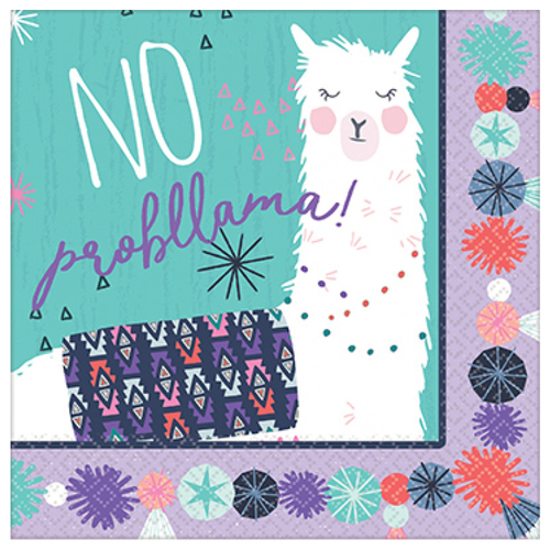 Llama Fun Lunch Napkins 16 Pack