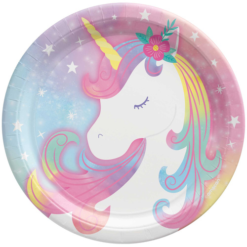 Enchanted Unicorn Round Lunch Paper Plates 8 Pack