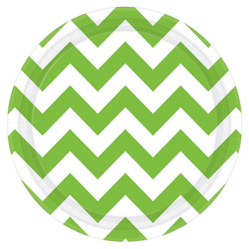 Chevron Kiwi Green Round Paper Lunch Cake Dessert Plates 8 Pack