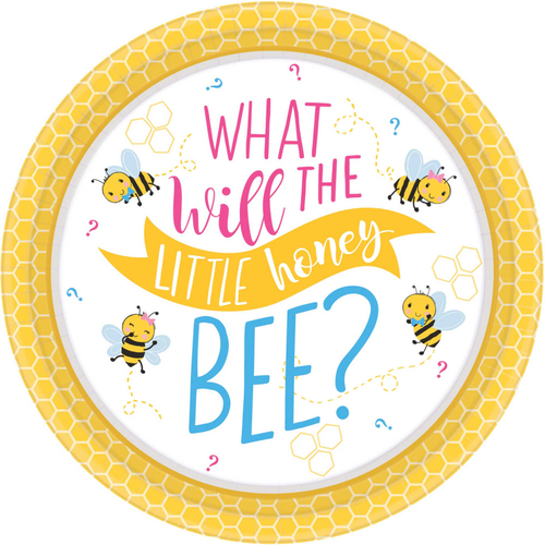 Baby Shower What Will It Bee? Lunch Cake Dessert Plates 