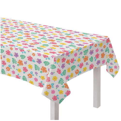 Hawaiian Luau Summer Hibiscus Flannel Backed Vinyl Tablecover