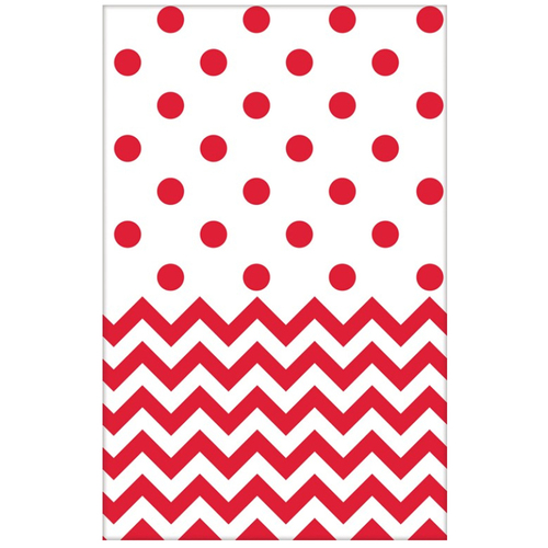 Chevron Apple Red Plastic Tablecover 