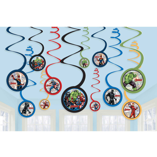 Marvel Avengers Powers Unite Spiral Swirl Decorations 12 Pack