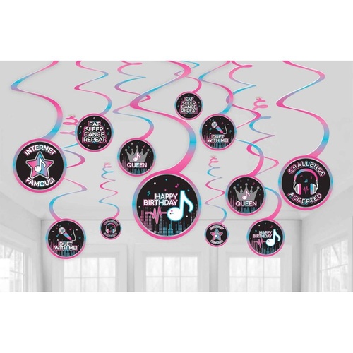 Internet Famous Birthday Spiral Swirls Hanging Decorations 12 Pack