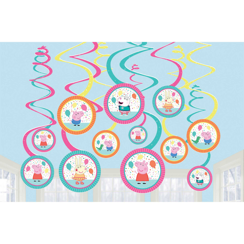 Peppa Pig Birthday Spiral Swirls Hanging Decorations