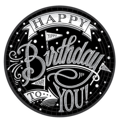 Hooray, It's Your Birthday Round Paper Lunch Dessert Cake Plates 18 Pack