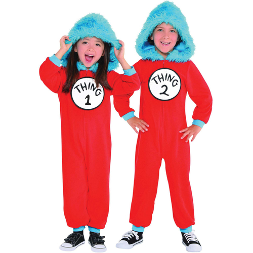 Dr Seuss Thing 1 & Thing 2 Jumpsuit Costume Size Small 4-6 Years