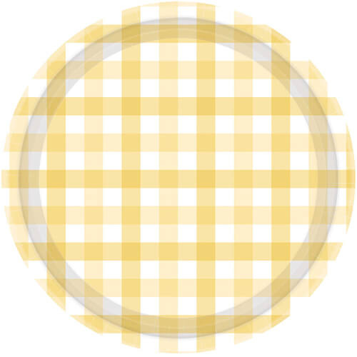 Pastel Yellow Gingham 17cm Paper Plate 8Pk