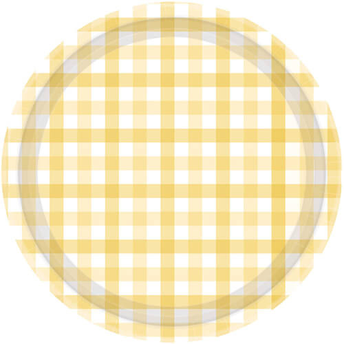 Pastel Yellow Gingham 23cm Paper Plate 8Pk