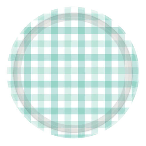Pastel Mint Green Gingham 17cm Paper Plate 8Pk