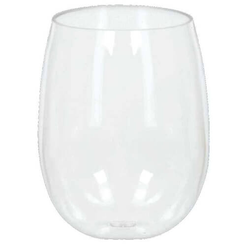 Stemless Clear Plastic Wine Glasses 8 Pack