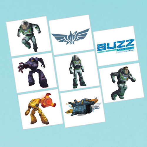 Buzz Lightyear Tattoo  Favours- 1 Perforated Sheet Containing 8 Tattoos