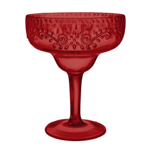 Fiesta Margarita Glass Dark Red Floral Debossed Finish x1