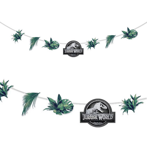 Dinosaur Jurassic Into The Wild Garland & Vine Leaves Banner