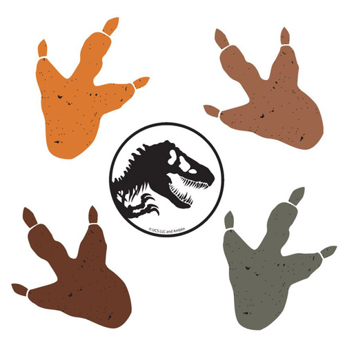 Dinosaur Jurassic Into The Wild Party Decorations Vinyl Cling Footprints & Logo 