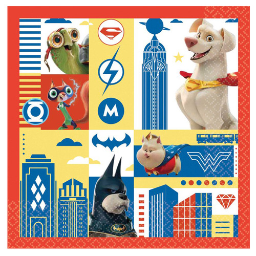DC Super Hero Pets Lunch Napkins 16 Pack