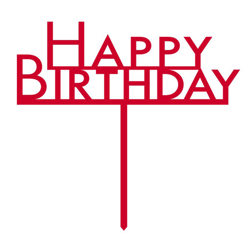 Happy Birthday Red Acrylic Cake Topper Decoration