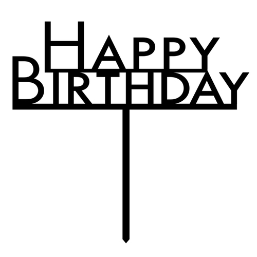 Happy Birthday Black Acrylic Cake Topper Decoration