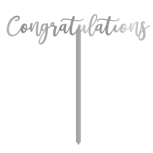 Congratulations Silver Acrylic Cake Topper Decoration