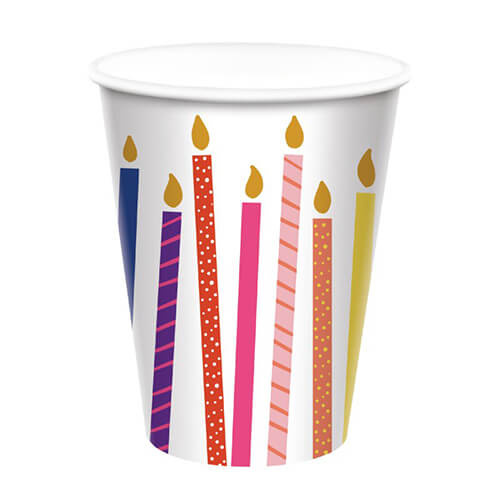Rainbow Birthday Paper Cups 8 Pack
